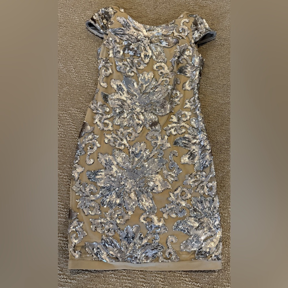 Calvin Klein Silver Floral Mini Dress